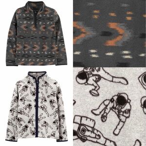 Lot of (2) OshKosh B’gosh Boy's Printed Microfleece Cozie Jackets. Size 10.